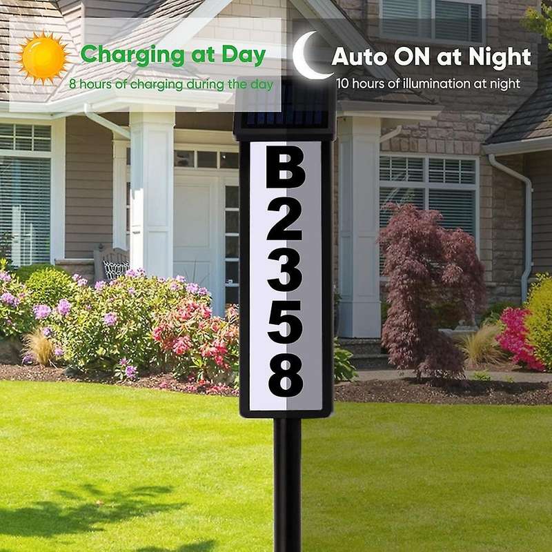 House Numbers Address Sign LED Light Solar Light Lighted Up Address Plaques Solar Powered 0-9 A-F