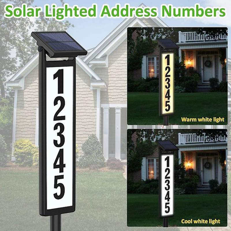 House Numbers Address Sign LED Light Solar Light Lighted Up Address Plaques Solar Powered 0-9 A-F