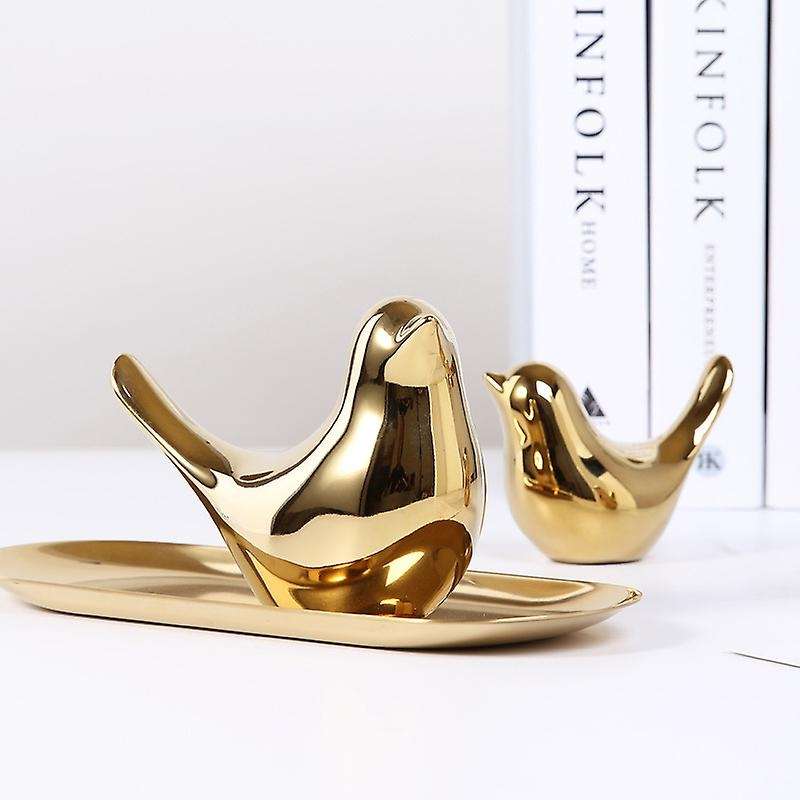 House Figurines Modern Ceramic Bird Statues Animal Sculpture Crafts Gold Ceramic -l