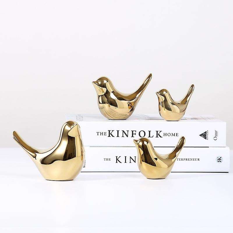 House Figurines Modern Ceramic Bird Statues Animal Sculpture Crafts Gold Ceramic -l