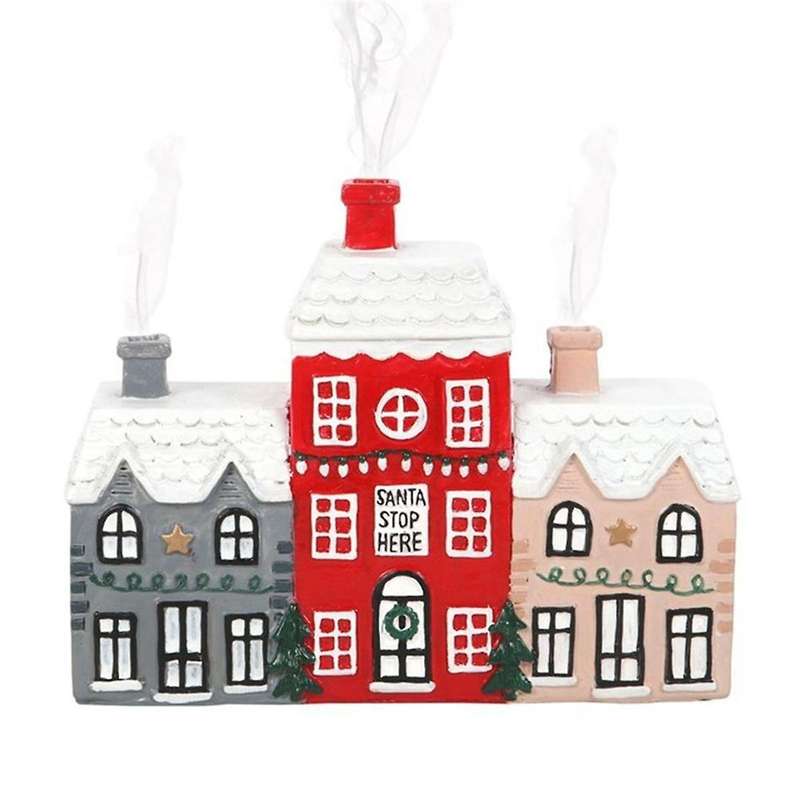 House Incense Burner,christmas Snowy Winter Incense Cone Burner,chimney Cabin Incense Burner for Hom