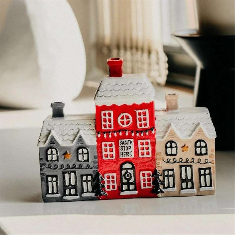 House Incense Burner,christmas Snowy Winter Incense Cone Burner,chimney Cabin Incense Burner for Hom