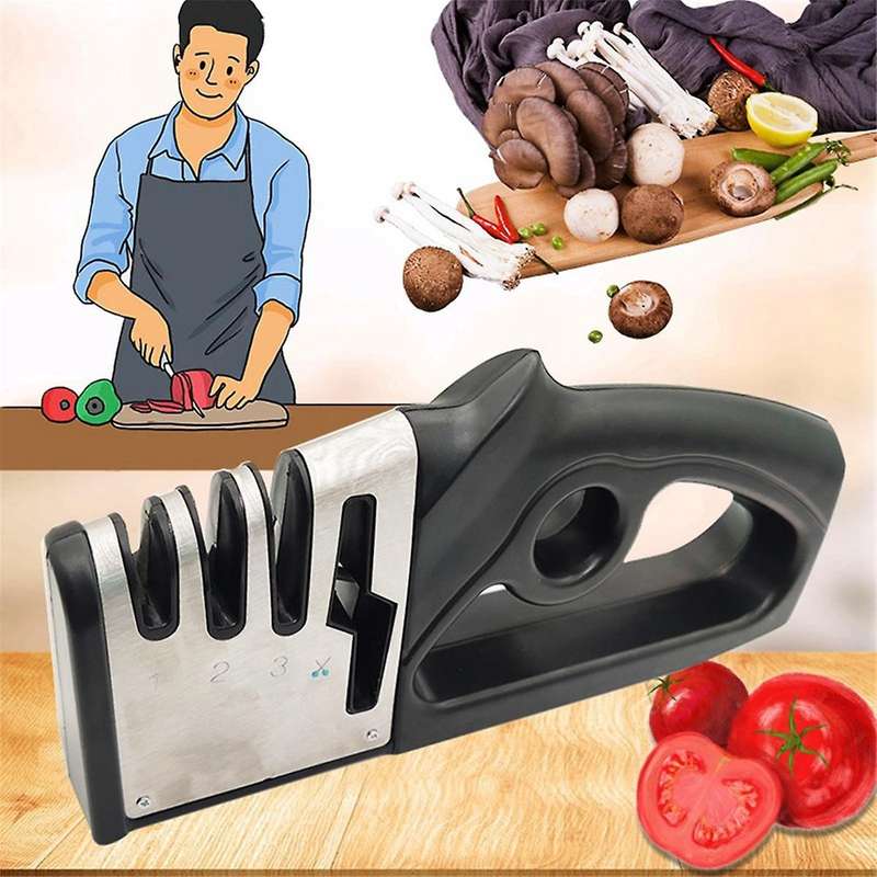 Household 4-in-1 Knife Sharpener Diamond Coated Quick Knife Sharpening Tool Scissors Grinding Stone