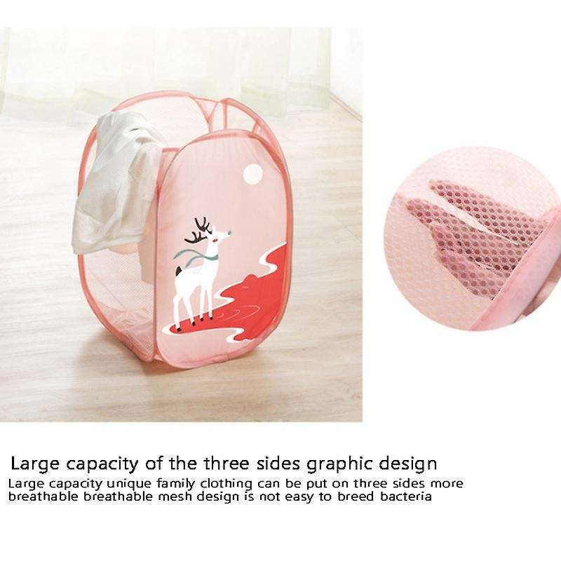 Household Foldable Cartoon Large Capacity Dirty Clothes Basket Laundry Hamper Cloth Nets Storage Org