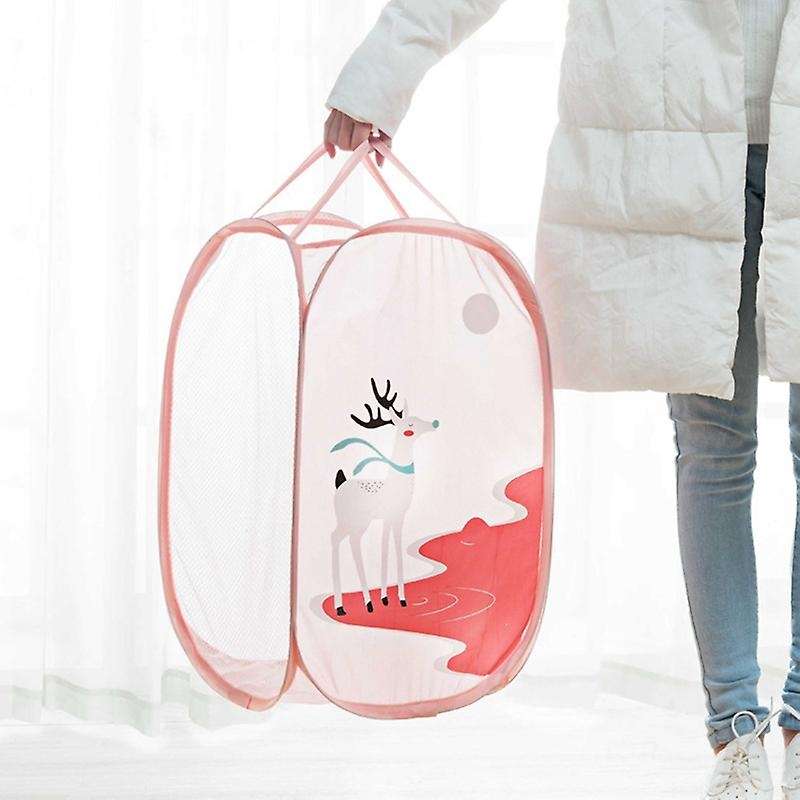Household Foldable Cartoon Large Capacity Dirty Clothes Basket Laundry Hamper Cloth Nets Storage Org