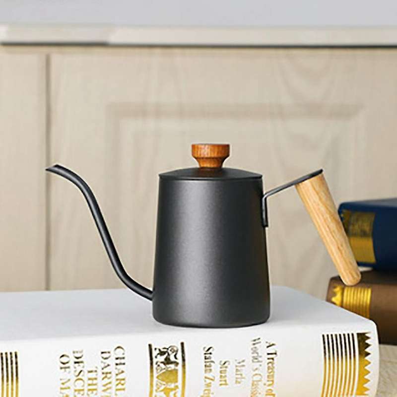 Household Hand Coffee Maker Thin Neck Hanging Ear Kettle Swan Pot Wooden Handle with Lid Stainless S