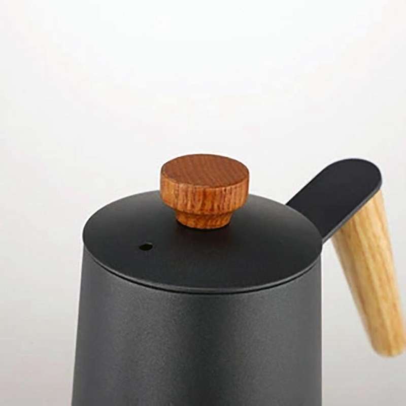 Household Hand Coffee Maker Thin Neck Hanging Ear Kettle Swan Pot Wooden Handle with Lid Stainless S