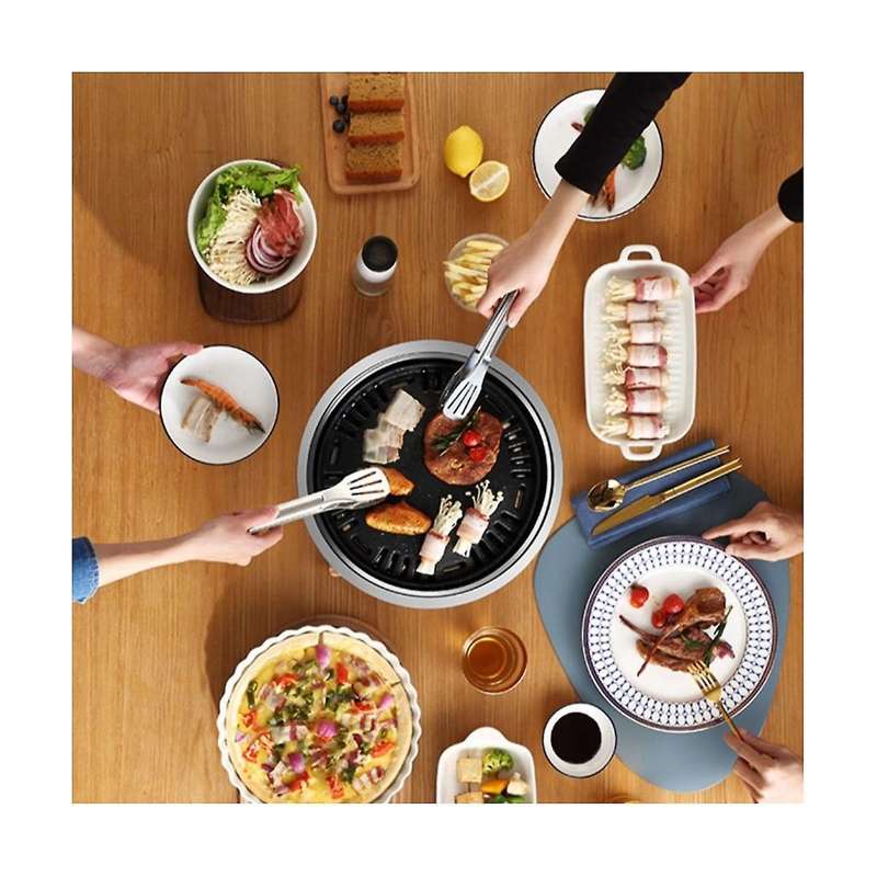 Household Stainless Steel Charcoal Oven Commercial Round Non-stick Barbecue Oven Outdoor Camping Po