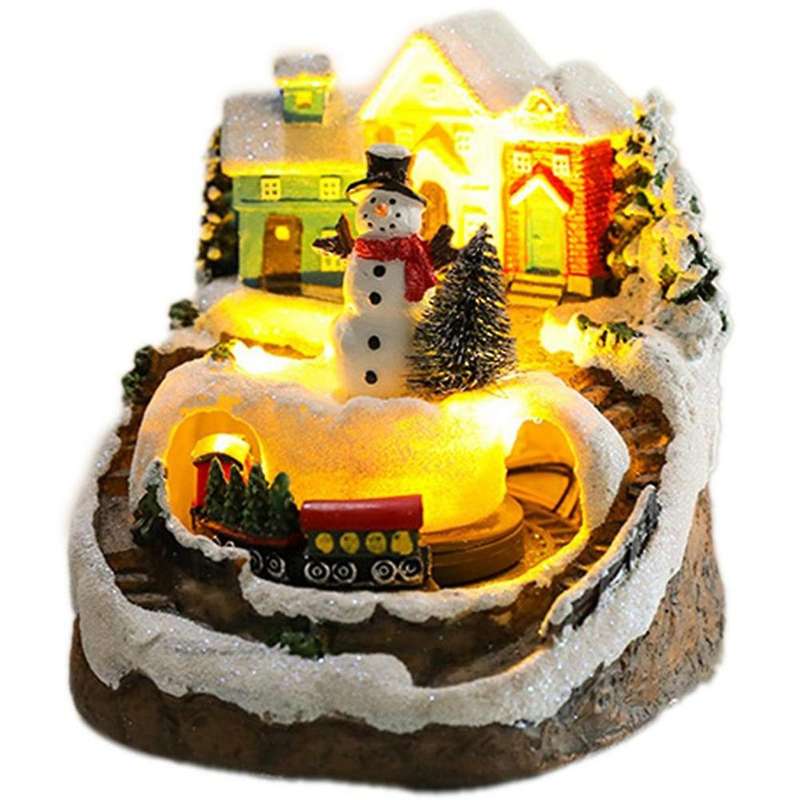 Houses Sets Rotating Display Figurines LED Musical Christmas Holiday Decoration