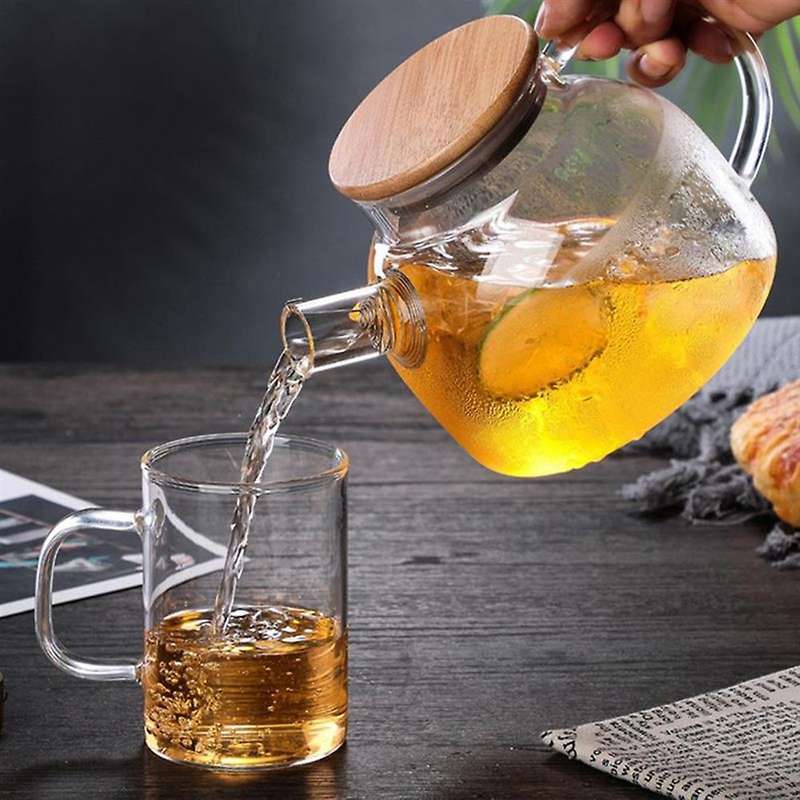 Household Transparent Borosilicate Glass Teapot Heat-Resistant 1L