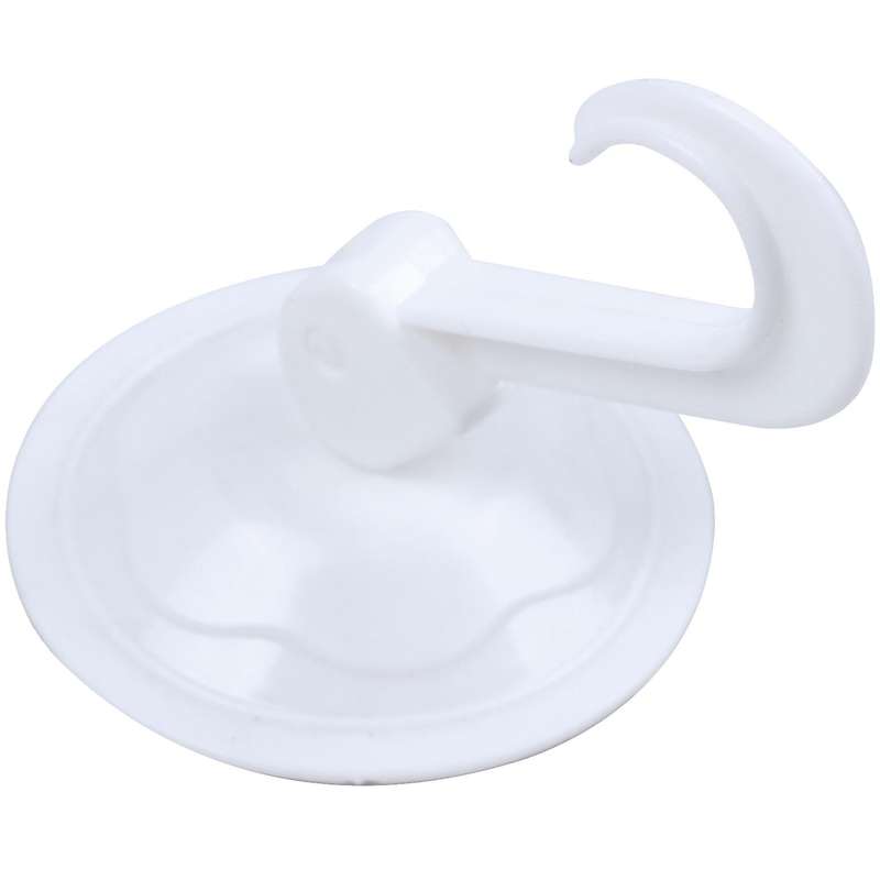 Household Wardrobe White Plastic 7cm Dia Suction Cup Single Hook Wall Hangers