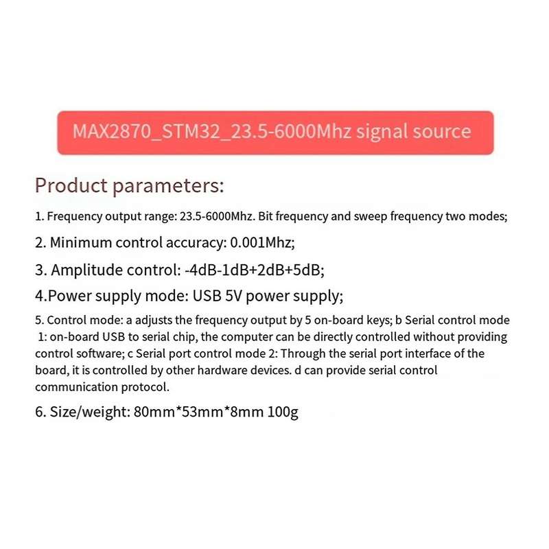 HT008 Signal Source MAX2870 STM32 23.5-6000Mhz Signal Generator Signal Source Supports Point/Sweep M