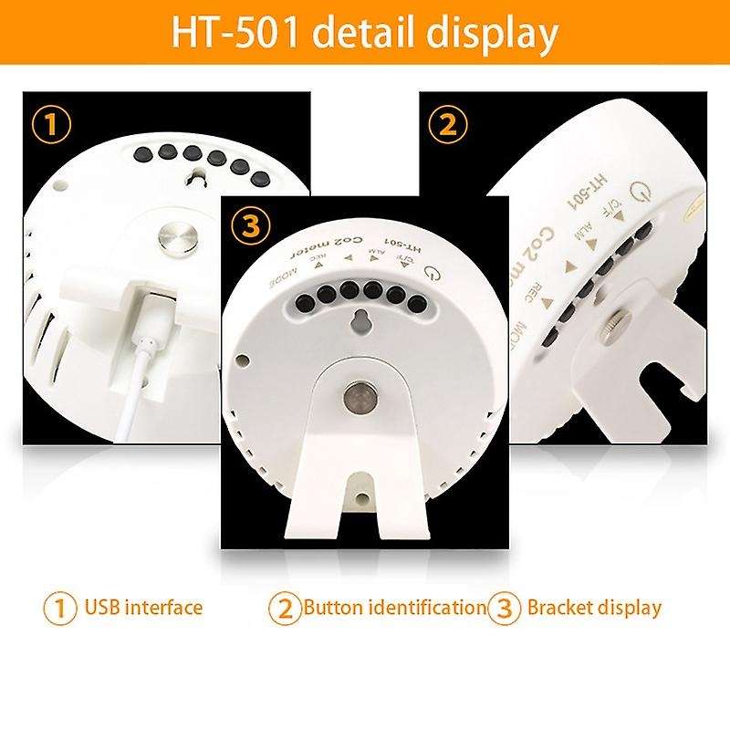 HT-501 CO2 Monitor TFT Color Screen Household Smart Portable Carbon Dioxide, Temperature and Humidit