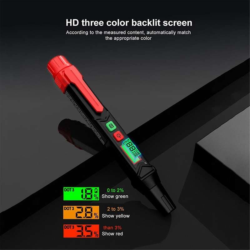 HT662 Brake Fluid Tester Sound Light Alarm Digital Car Brake Fluid Oil Tester for DOT3/DOT4/DOT5.1Oi