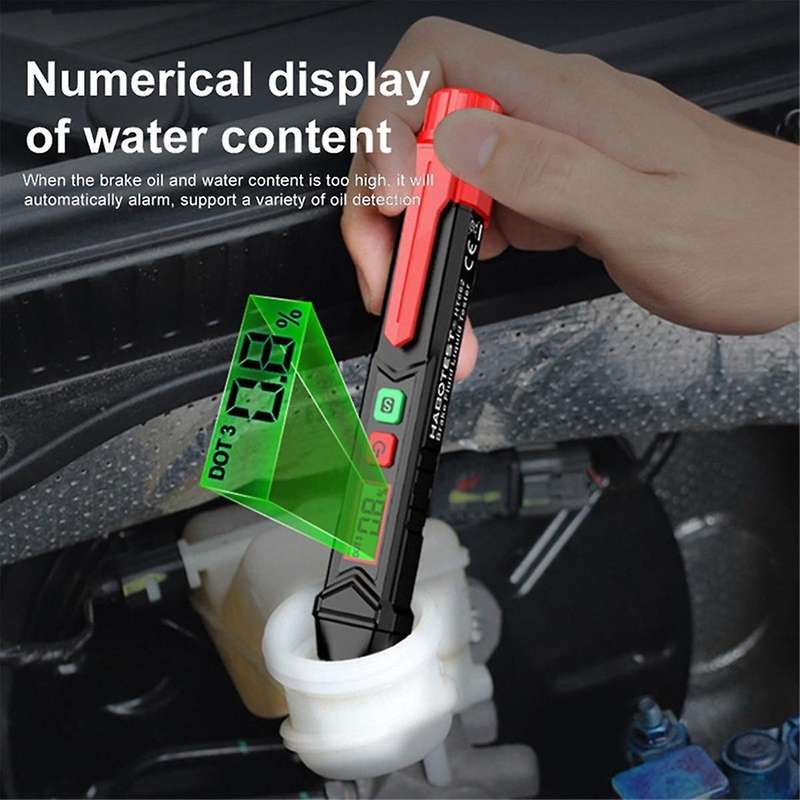 HT662 Brake Fluid Tester Sound Light Alarm Digital Car Brake Fluid Oil Tester for DOT3/DOT4/DOT5.1Oi