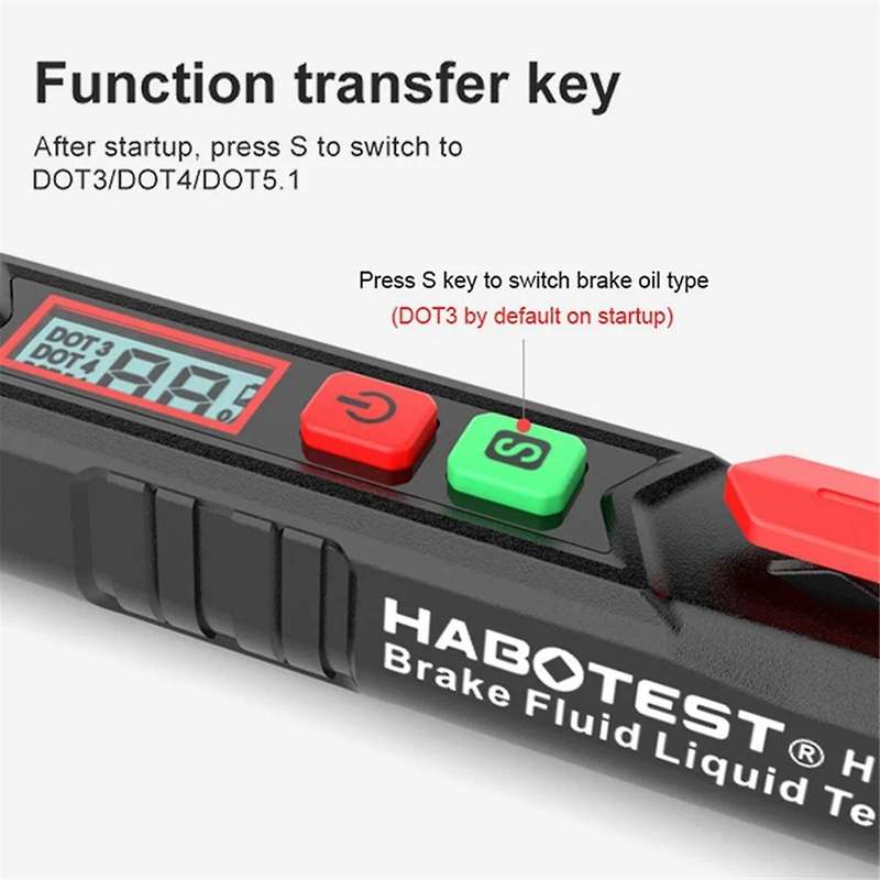 HT662 Brake Fluid Tester Sound Light Alarm Digital Car Brake Fluid Oil Tester for DOT3/DOT4/DOT5.1Oi