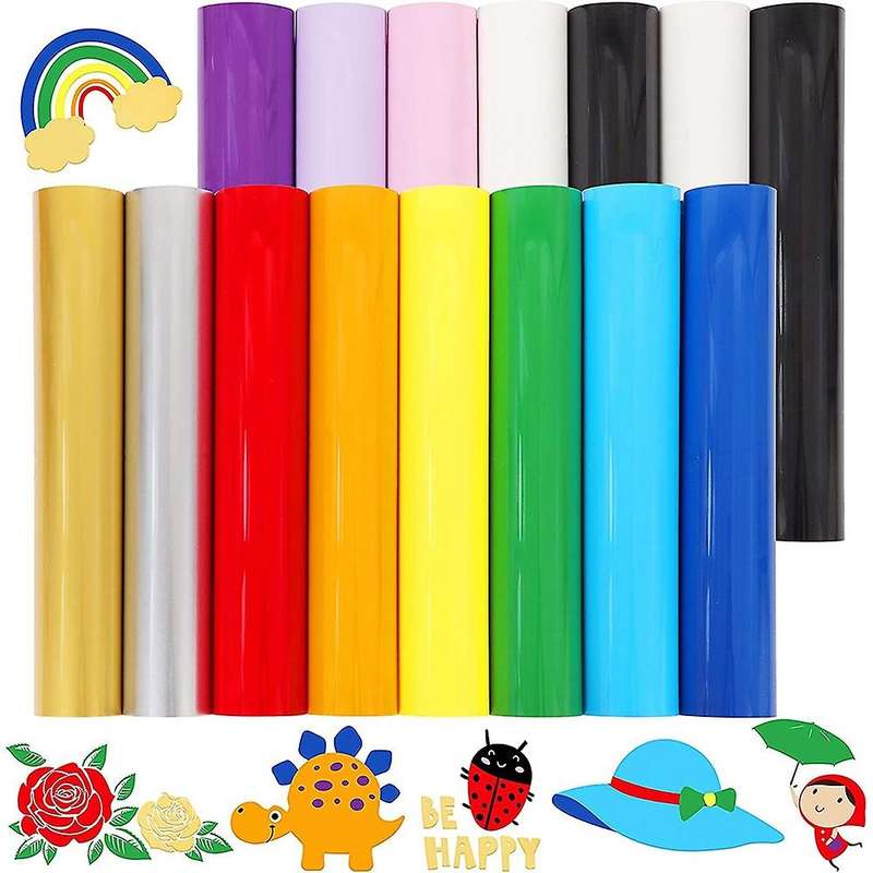 HTV Heat Transfer Vinyl: 15 Pack Iron on Vinyl Sheets for 13 Assorted Colors HTV Vinyl Bundle Access