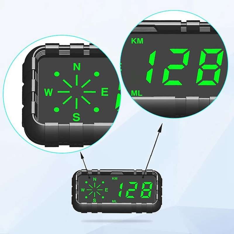 HUD Speedometer Odometer Compass GPS Digital Display Big Fonts Univsersal for All Cars Vehicles