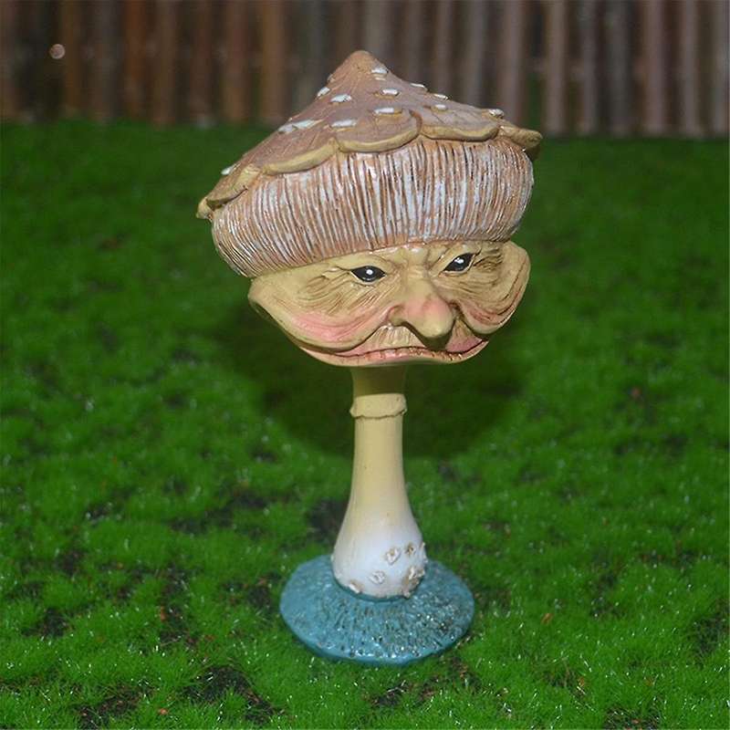 Human Face Mushroom Sculpture Resin Crafts Ornaments Garden Statue Figure Ornaments