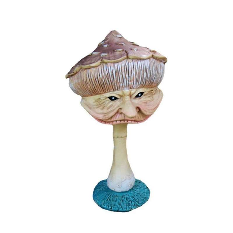 Human Face Mushroom Sculpture Resin Crafts Ornaments Garden Statue Figure Ornaments
