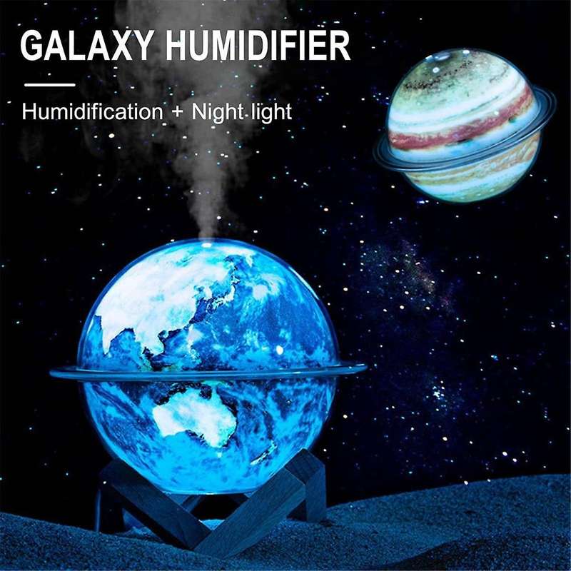 Humidifiers for Bedroom, Cool Mist Humidifiers for Baby, Led Light and Humidifier 2-in-1, Planet Lig