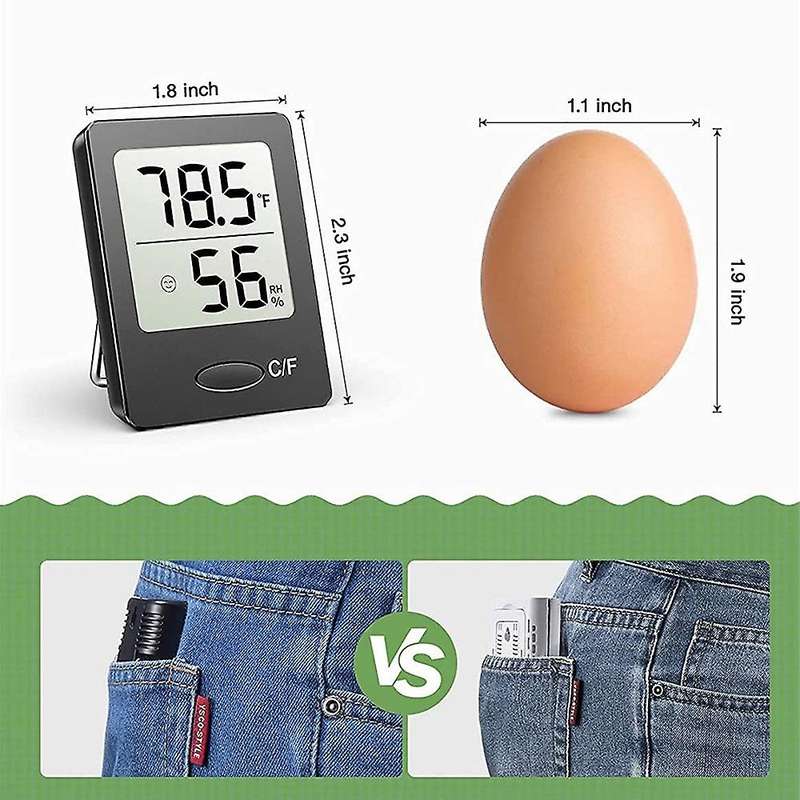 Humidity Gauge, Room Thermometer Hygrometer, Mini Size Indoor Thermometer with Indicator, Black, 1 P