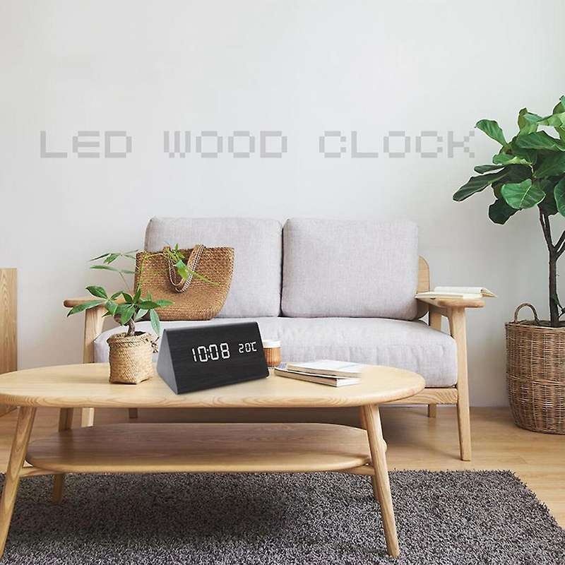 Humidity and Temperature Alarm Clock Digital Baby Room Wood Clock Mute Luminous Digital Wooden Alarm