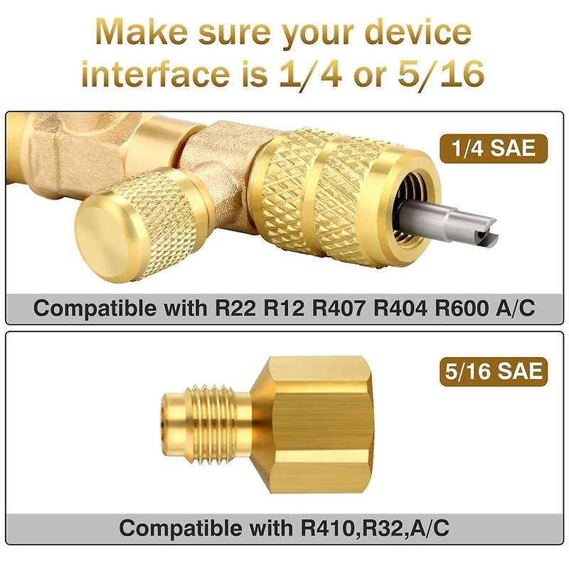 Hvac Valve Core Removal Tool, Valve Core Remover with Valve Cores, Nuts and R410 R32 Adapters, for R