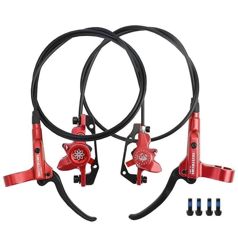 Hydraulic Disc Brake Calipers Rotor Front Left/Right Rear 800/1400mm Oil Pressure Disc Brake Set,Red
