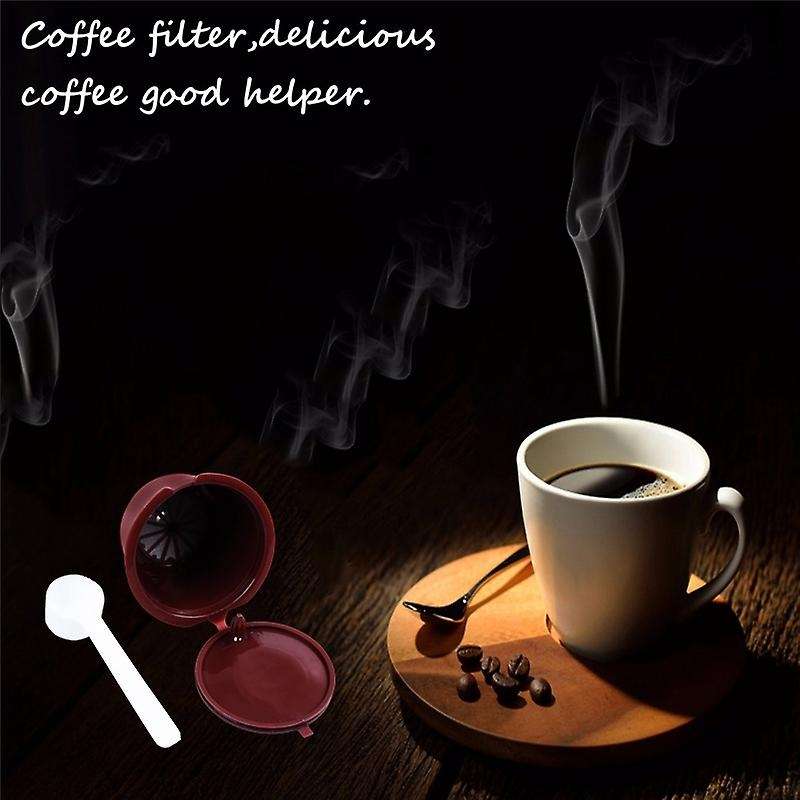 i cafilas 4pcs Plsatic Refillable Coffee Capsule with Spoon Brush 200 Times