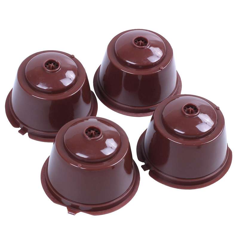 i cafilas 4pcs Plsatic Refillable Coffee Capsule with Spoon Brush 200 Times