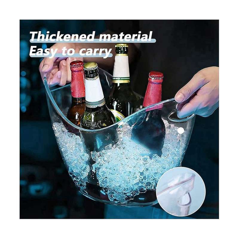 Ice Bucket 2 Pcs 4 Liter Beverage Tub Champagne Wine Bucket for Parties and Drinks Plastic Acrylic