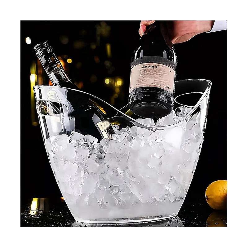 Ice Bucket 2 Pcs 4 Liter Beverage Tub Champagne Wine Bucket for Parties and Drinks Plastic Acrylic