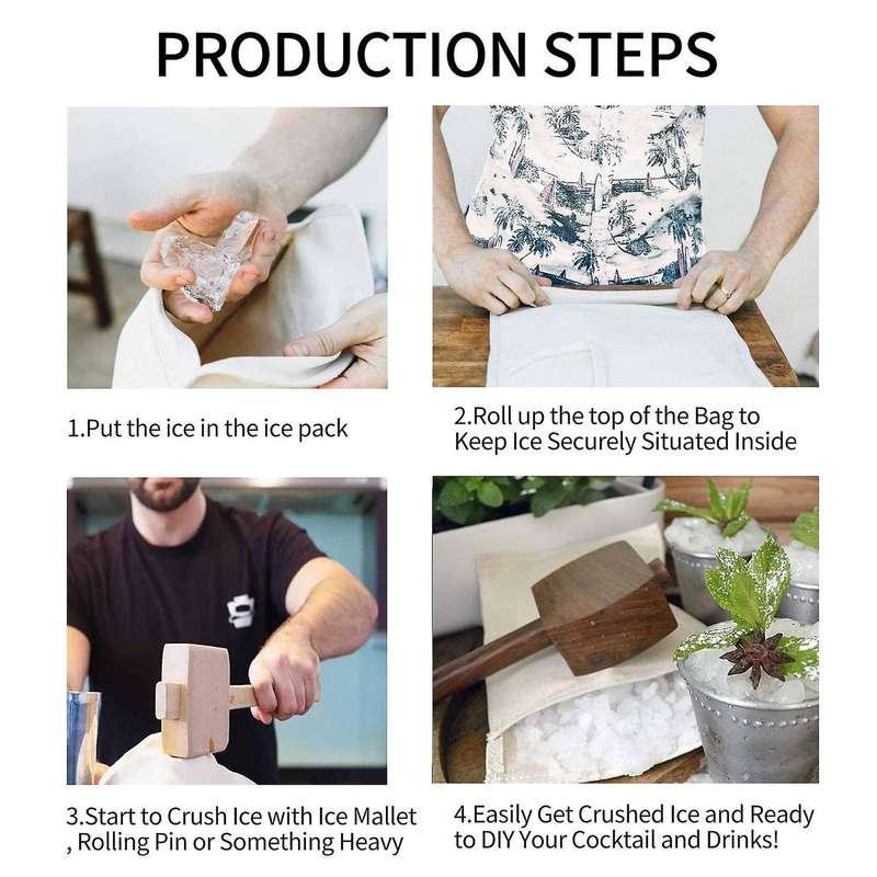 Ice Bag,bartender Kit Ice Crusher,canvas Bag Set for Ice Crushing, Bar Tools Accessory Bartenders