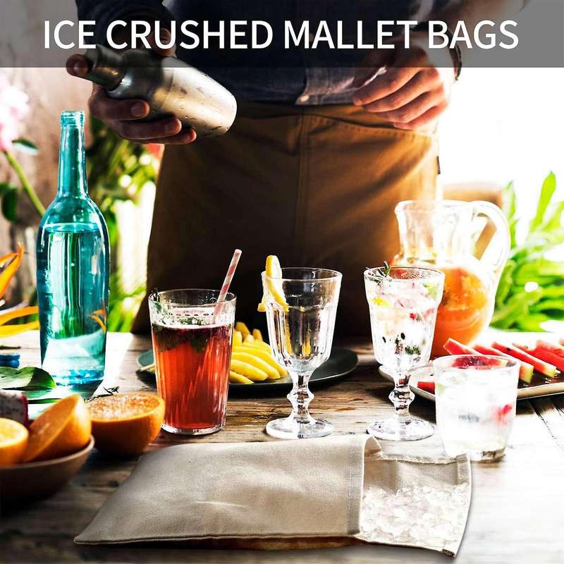 Ice Bag,bartender Kit Ice Crusher,canvas Bag Set for Ice Crushing, Bar Tools Accessory Bartenders