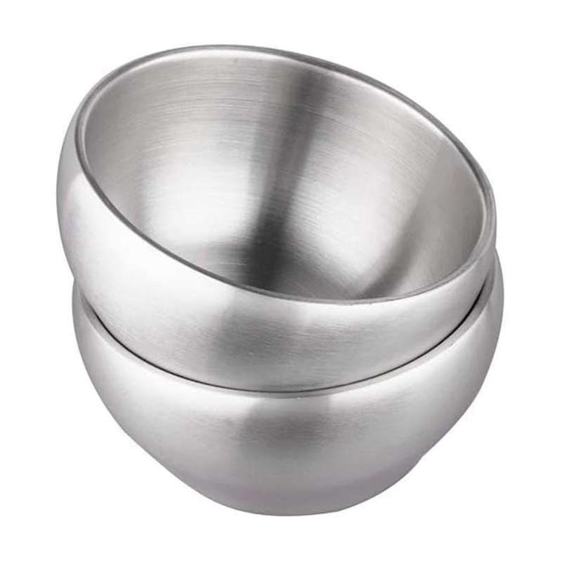 Ice Cream Bowl Insulated Bowl 15oz Double Wall Soup Bowl SUS304 Stainless Steel Cereal Bowl, Set of
