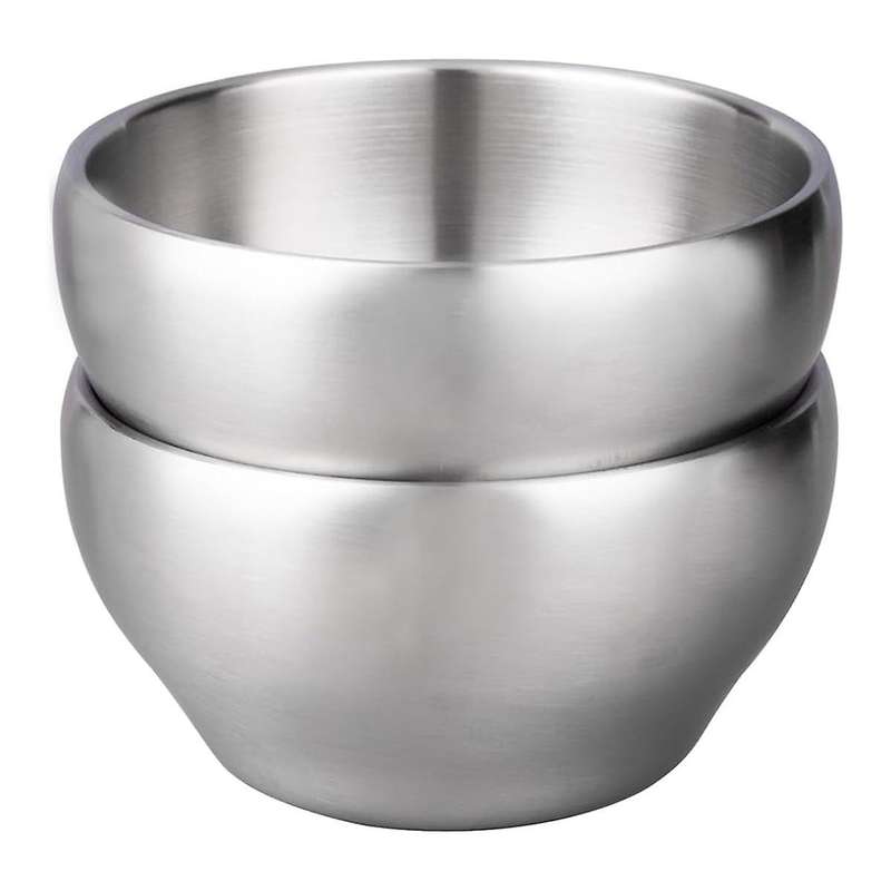 Ice Cream Bowl Insulated Bowl 15oz Double Wall Soup Bowl SUS304 Stainless Steel Cereal Bowl, Set of