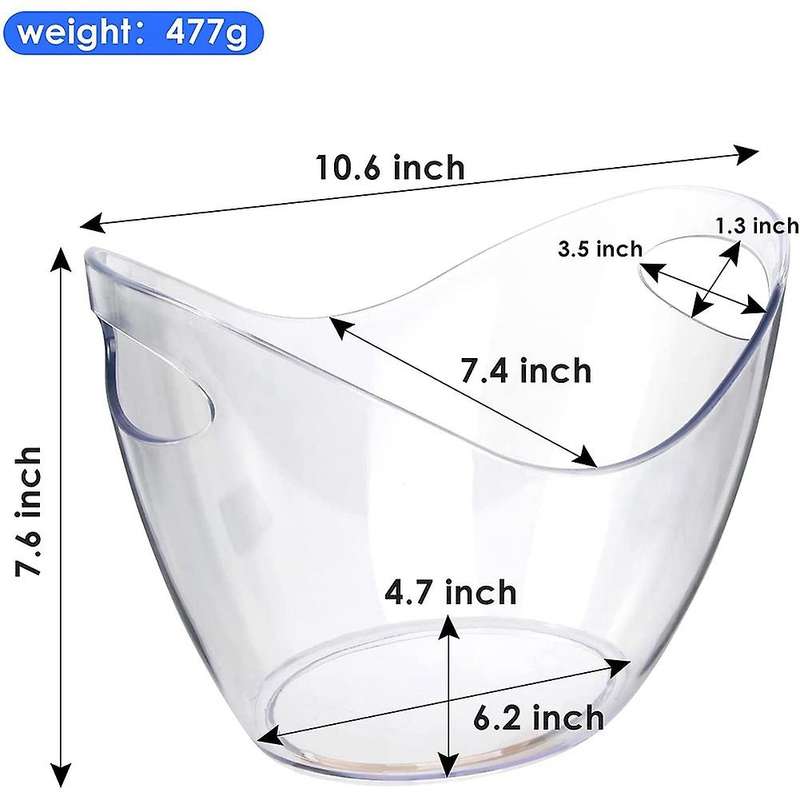 Ice Bucket Wine Bucket, 4 Liter Plastic Tub for Drinks and Parties, Perfect for Wine, Champagne, Ba