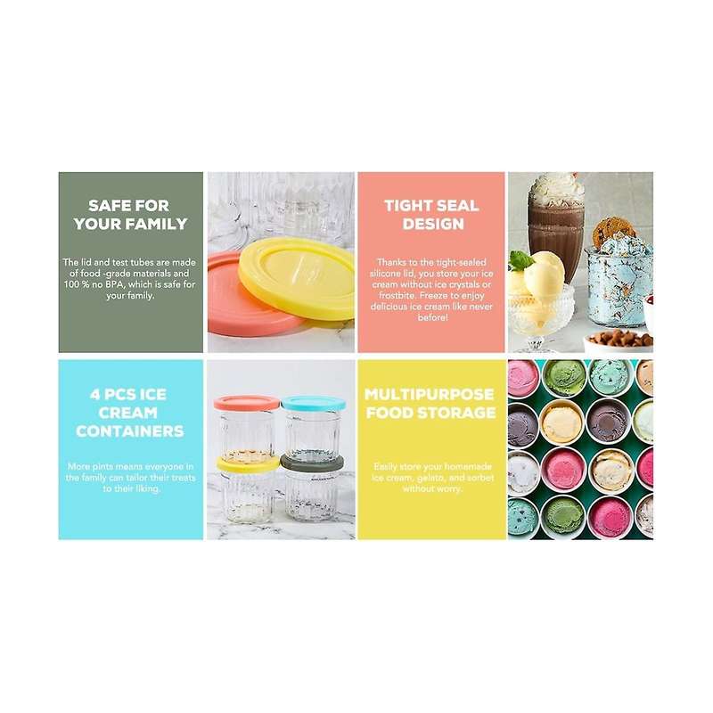 Ice Cream Pints Containers and Lids 16oz Cups Nc301 Nc300 Nc299amz Series Ice Cream Makers Ice Crea