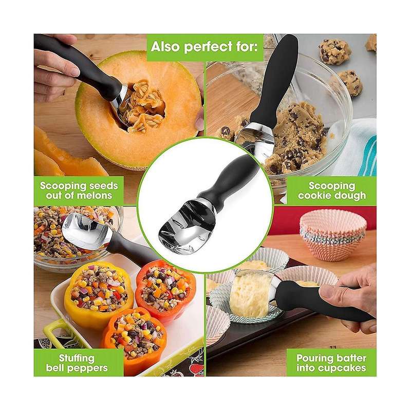 Ice Cream Scoop with Soft Grip Handle, Professional Heavy Duty Sturdy , Premium Kitchen Tool for Co