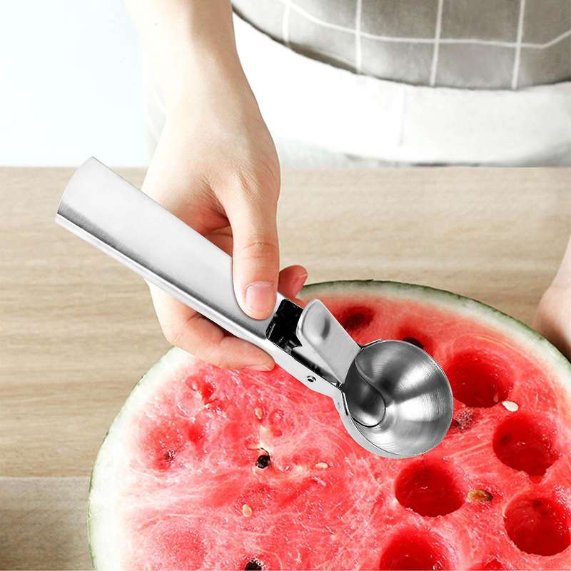 Ice Cream Scoop - Stainless Steel Ice Cream Scooper with Easy Trigger, Cookie Spoon with Anti-freez
