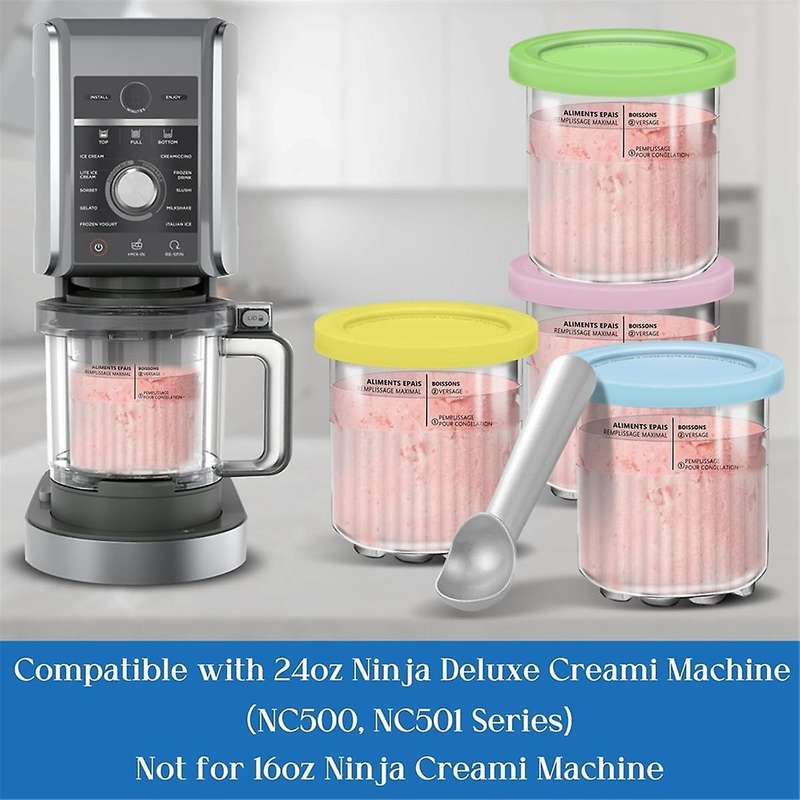 Ice Creami Pints and Lids Replacement Set 24oz Cups for Creami NC501 NC500 Nc500c, Nc501c Series Ice