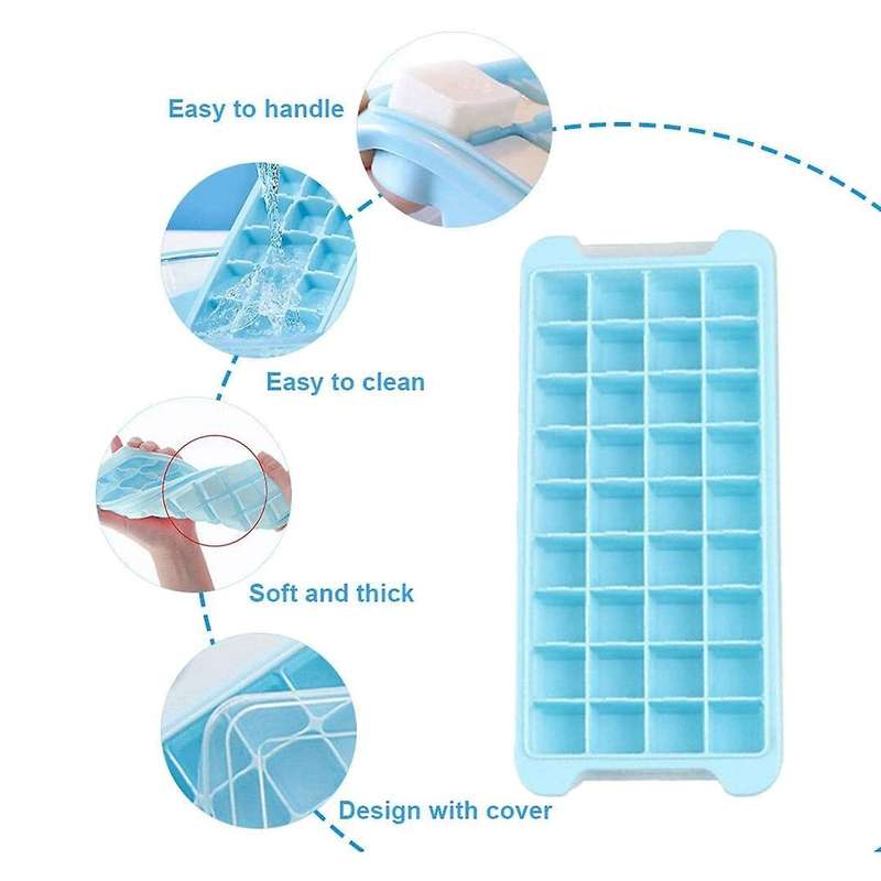 Ice Square Trays with Lids, 3 Pack 108 Grid Silicone Ice Square Trays for Freezer Whiskey Cocktail