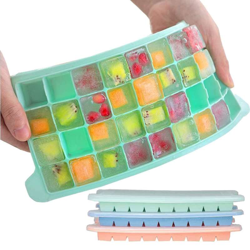 Ice Square Trays with Lids, 3 Pack 108 Grid Silicone Ice Square Trays for Freezer Whiskey Cocktail