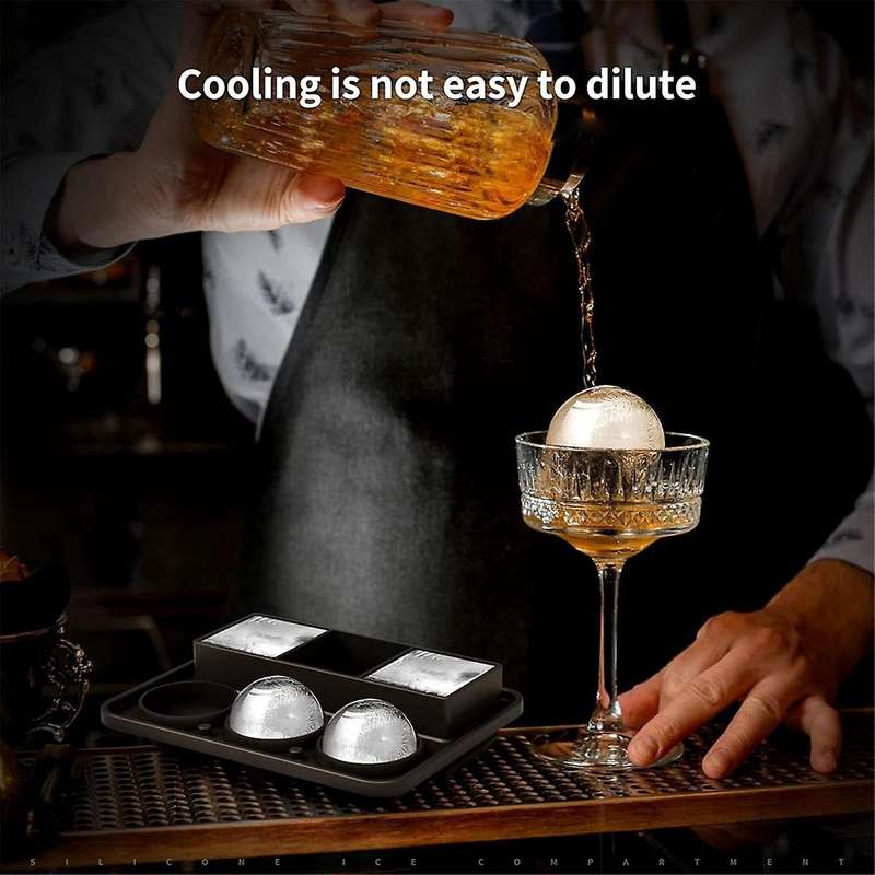 Ice-Cube Tray Combo, Square & Ball Ice Molds, Slow Melting for Whiskey, Easy Release, Reusable