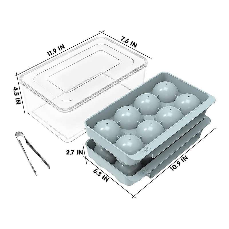 Ice-cube Tray, 2.5 Inch Whiskey Ice Mold, 2 Pack Sphere Ice-cube Mold with Bin&tong, Leak-free Round