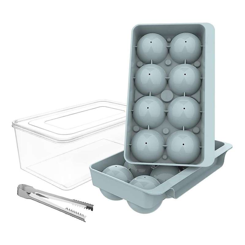 Ice-cube Tray, 2.5 Inch Whiskey Ice Mold, 2 Pack Sphere Ice-cube Mold with Bin&tong, Leak-free Round