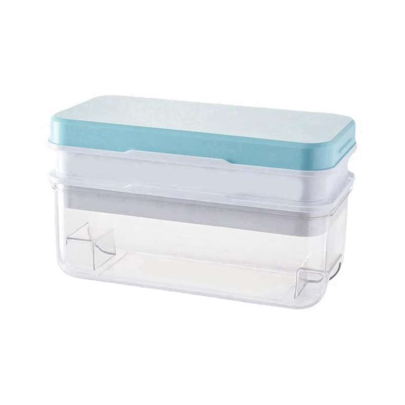 Ice-cube Tray with Lid and Bin for Freezer, Press Type Easy Release 64pcs Ice-cubes Molds with Stac