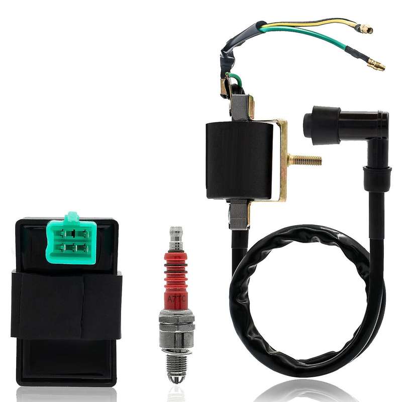 Ignition Coil 5-Pin CDI Box Spark Plug Kit for 50Cc 70Cc 90Cc 110Cc 125Cc Dirt Bikes, Quad, ATVs, Su