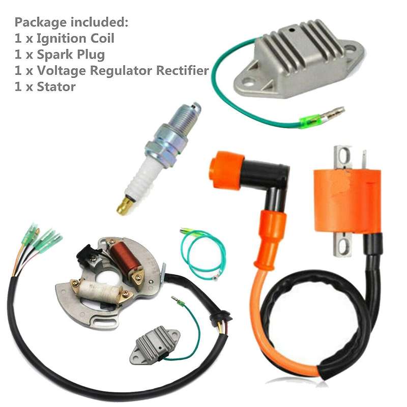 Ignition Coil Spark Plug Voltage Regulator Rectifier & Stator Kit for YFS200 97-01